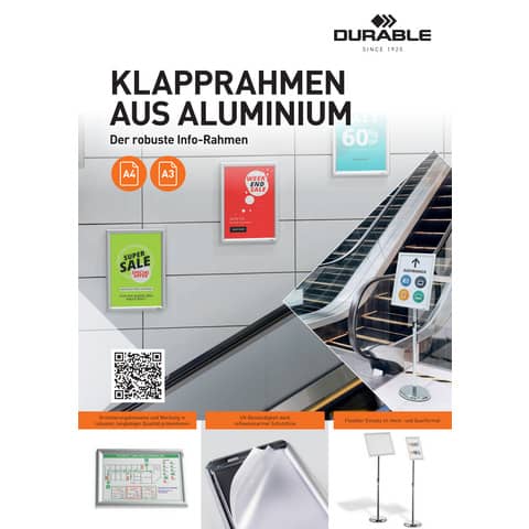 Cornice a scatto Durable in alluminio - argento metallizzato A4 - 4796-23